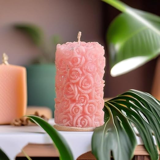 Artistic Handcrafted Candles – Heart &amp; Flower Design (Set of 2)