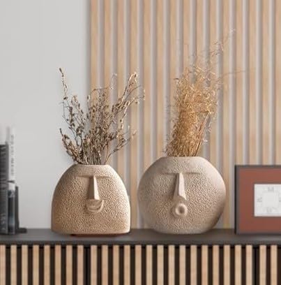 Minimalist Face Sculpture Ceramic Vase