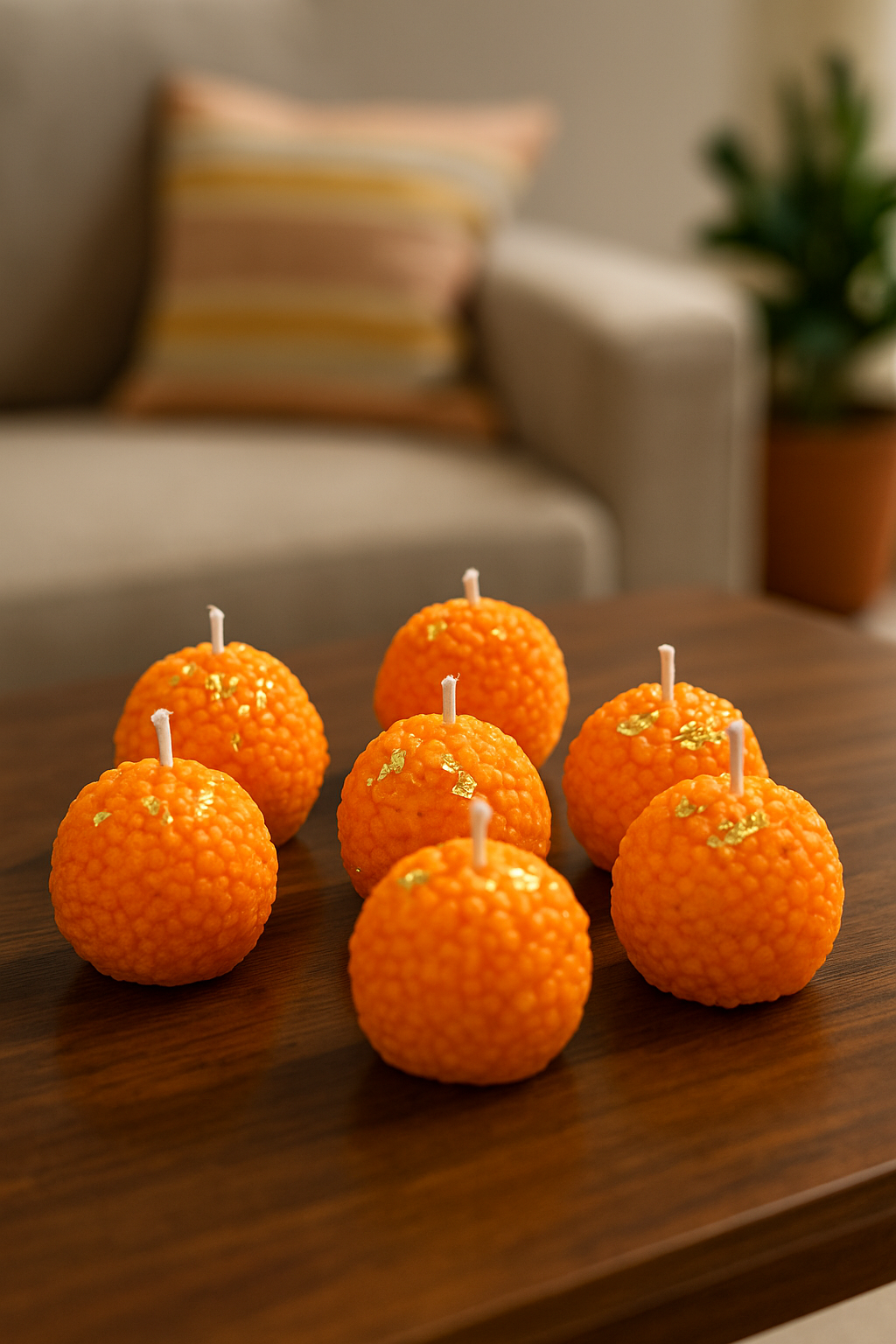 Motichur Laddu Soy Wax Candles Gift Set – Handcrafted Festive Décor (Set of 6)