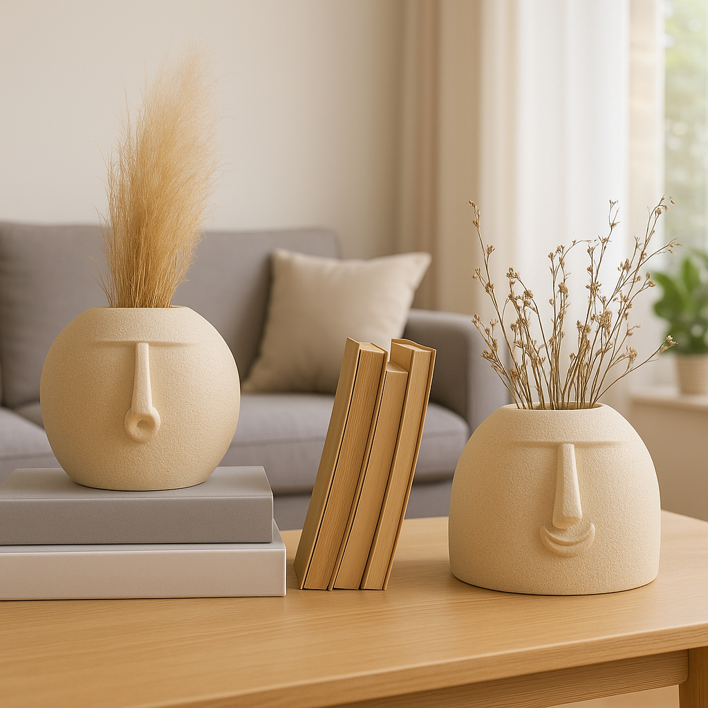 Minimalist Face Sculpture Ceramic Vase