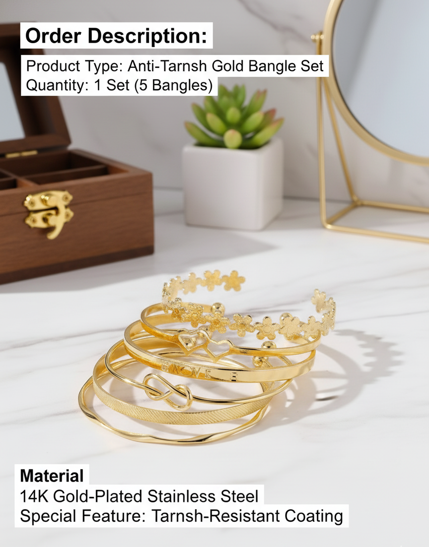 Anti tarnish bangles  Set Of 6 Multi Theme Love Bracelet For Girls And Women