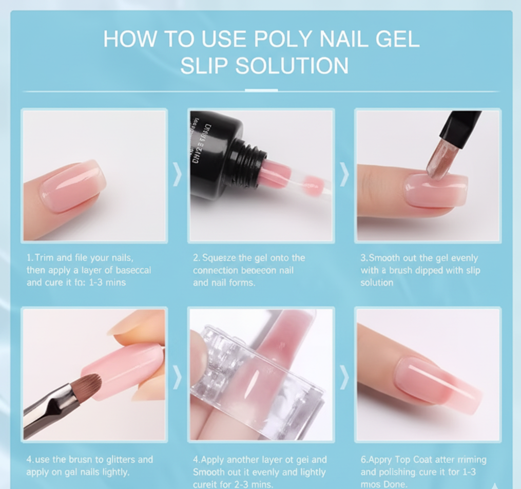 Premiuim Poly Nail Gel Extension Kit for UV Nail Art, Extension Set (8in1) - Needs 2-3 Time Practice {CLEAR}