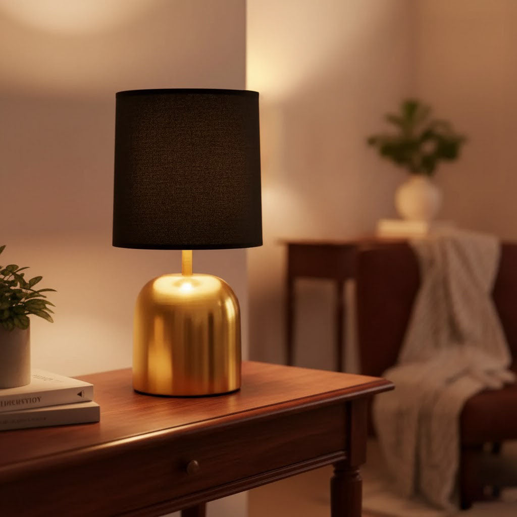 Silver Shot LED Table Lamp (Nickel + Warm Grey) Metal Base