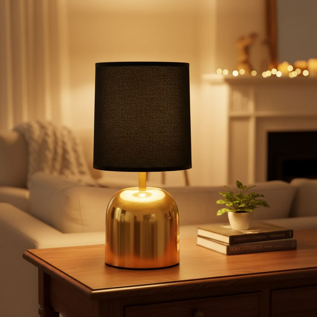 Silver Shot LED Table Lamp (Nickel + Warm Grey) Metal Base