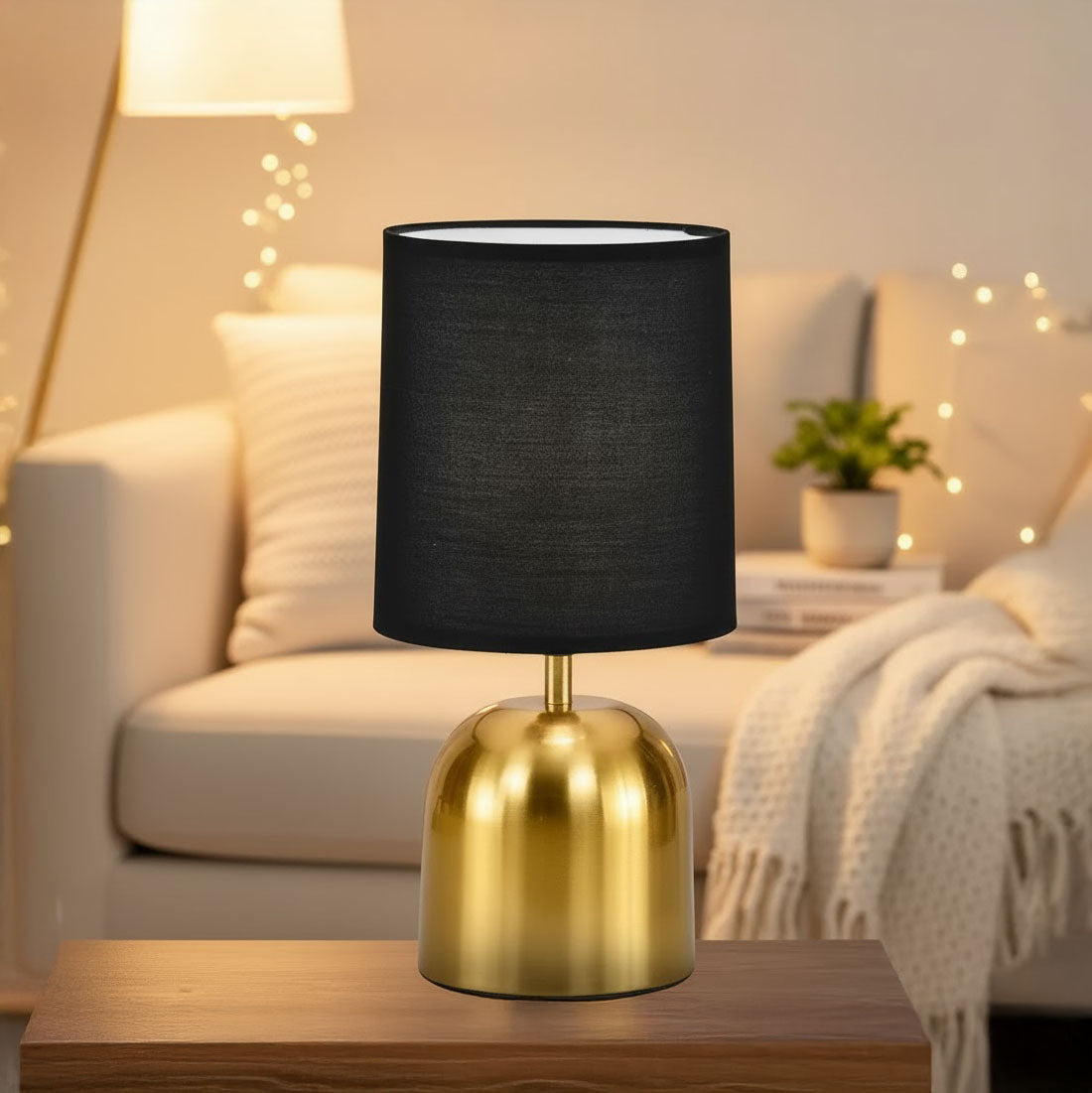 Silver Shot LED Table Lamp (Nickel + Warm Grey) Metal Base