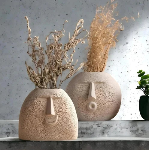 Minimalist Face Sculpture Ceramic Vase