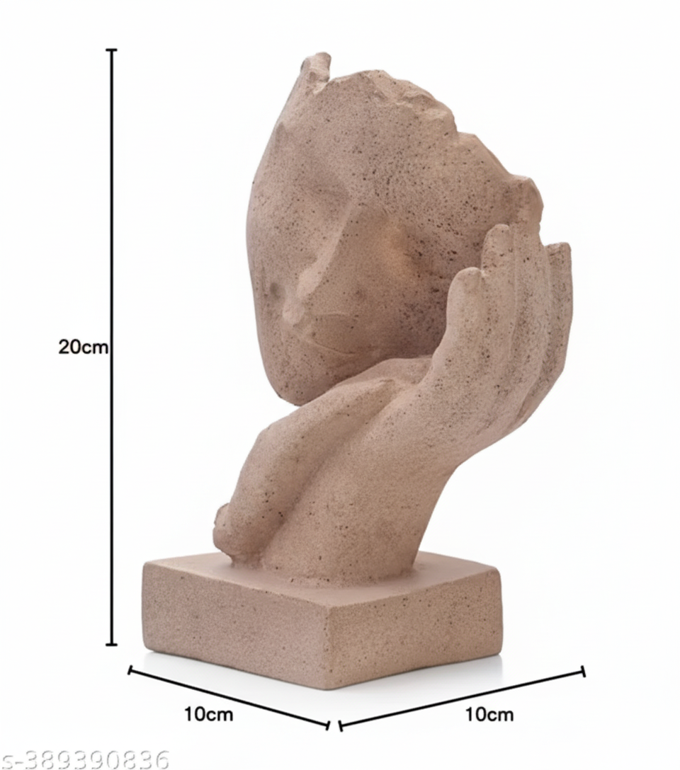 Human Face Sculptures Showpieces for Home Living Room Decorative Tv Unit Display Decoration Items for Home Decor (Beige, Resin)