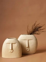 Minimalist Face Sculpture Ceramic Vase